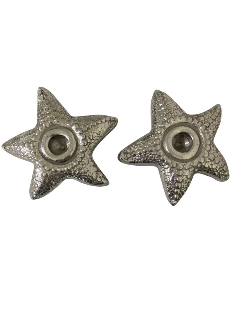 Aluminum Silver Starfish Candle Holder Nautical Home Decor Set Of 2